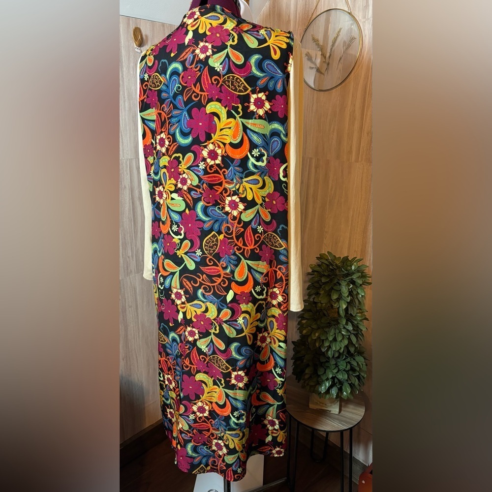 LuLaRoe Colorful Floral Long Vest Kimono - Picture 2 of 7